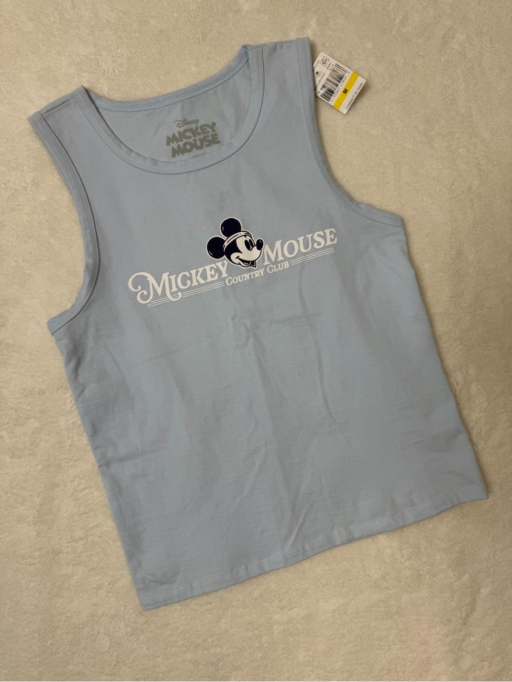 Disney Mickey Mouse Light Blue Tank Top Country Club Hybrid Apparel Medium NWT